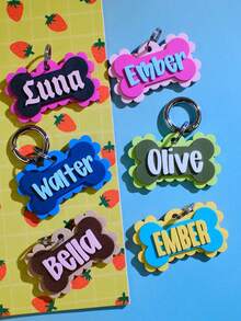 1pc Customized Fan-Shaped Bone Pet Tag 3D Printed Dog Identification Keychain - Pet Tag - View 5