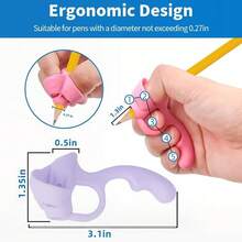 2pcs Ergonomic Pen Grip Holder With Soft Cushion, Writing Posture Correction Tool For Adults, Students, Office Workers, Artists And People With Special Needs (Random Color) - A - View 2