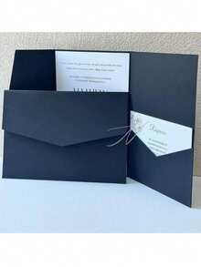 Tri-Fold Pocket Wedding Invitation Sleeves, Simple Invitation Envelopes For Engagement, Quinceañera, Baptism, Etc., DIY Invitations, 5*7 Inch Invitations, Pocket Invitations, Custom Invitations, Christmas Cards - Navy Blue - View 7