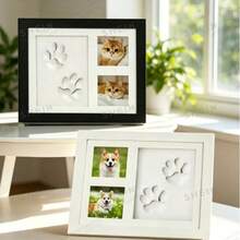 1pc Pet Paw Print Photo Frame, DIY Wooden Memorial Photo Frame, Suitable For Dog Cat Memorial Keepsake Desktop Decor Gift - one-size - View 2