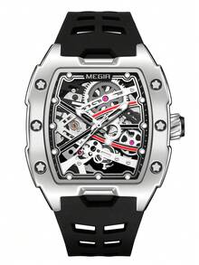 MEGIR Men's Fashion Mechanical Watch Hollow Automatic Movement Wristwatch Luminous Waterproof Silicone Strap Men's Gift - one-size - View 21