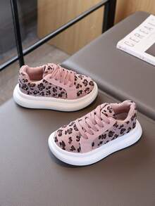 1 Pair Kids' Retro Versatile Star Pattern Leopard Print Sneakers, New Autumn Outdoor Casual Shoes For Boys And Girls - Pink - View 1