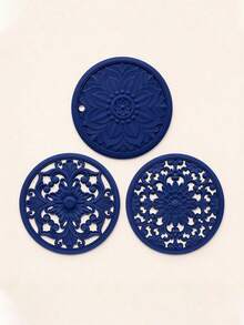 3pcs Silicone Heat Resistant Mats, Multi-Functional Patterned Heat-Proof Pads For Countertop, Suitable For Hot Pots And Hot Plates, Kitchen Supplies - View 2