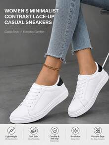 LIVEST Women's Athletic Sports Shoes, Lightweight White Sneakers, Walking Shoes With Soft Sole - White - View 7