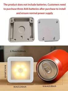 Smart Motion Sensor 6LED Floor Lamp/Pendant Light/Wall Light - Wireless Control, Auto On/Off, Modern Square Design. Suitable For Hallway, Stairs, Living Room, Bedroom (Battery Not Included), Closet, Bedroom, Nightstand, Shoe Cabinet Lighting. Ideal Home Choice, Decorative Sensor Light - Multicolor - View 12