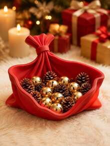 1pc Vintage Red Pleated Decorative Tray, 3D Printed Plastic Material, Suitable For Holding Candy, Christmas Decorations, Jewelry, Keys, Aromatherapy Supplies, Applicable For Kitchen Countertop, Entryway, Vanity (Non-Food Contact) - Multicolor - View 5