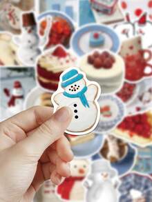 50pcs Winter Cream Style Stickers For Phone Case, Refrigerator, Planner, Diary, Scrapbook, Planner, Luggage, Window, Guitar, Helmet, Skateboard, Laptop - Multicolor - View 6