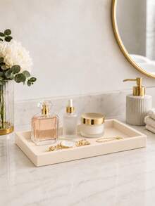 Large-Capacity Silicone Vanity Organizer Tray For Skincare Products, Perfumes, And Cosmetics; Suitable For Bathrooms, Kitchens, And Vanity Tables. - Multicolor - View 3