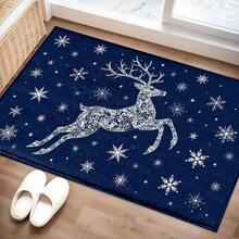 2D Blue Deer Pattern Printed Long Runner Mat, Home Floor Mat, Doorway Runner, Indoor Entrance Mat, Bedroom Bedside Mat, Kitchen Mat, Kitchen Runner, Suitable For Living Room, Laundry Room, Bathroom - Multicolor - View 6
