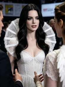 Áo choàng cổ đứng ren họa tiết mạng nhện xương phong cách Gothic thời Victoria, phụ kiện hóa trang Halloween, đồ hóa trang dạ hội, đạo cụ cosplay - Xem 2