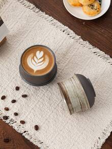 WEN ZHE 2pcs Ceramic Coffee Cup Set, 230ml Kiln-Fired Tea Cups, Suitable For Latte, Espresso - Multicolor - View 4