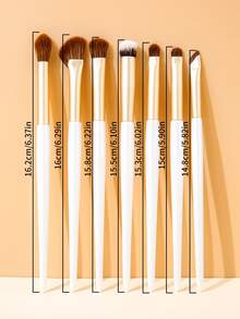 SEPROFE 7Pcs Semi Fan Eyeshadow Brush Set, Eye Makeup Brushes Including Nose Contour Brush, Concealer Brush And Eyeliner Brush, Super Soft Fibers For Eye Application, Premium Texture Handle, Daily Eye Makeup Tools - Beige - View 6