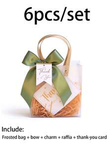 6pcs/Set Frosted Christmas Gift Bags For Parties – Reusable Tote Bags With Handles And Ribbon Bows; Suitable For Weddings, Baby Showers, And Holiday Gifts; Transparent Gift Bags - Multicolor - View 14