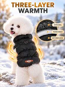 3-Layer Warm Dog Coat, Suitable For Small And Medium Dogs, Autumn And Winter Pet Jacket, Fits Poodle, Bichon Frise And Yorkshire Terrier, Daily Cold Weather Clothing, 8 Colors Available - Black - View 5