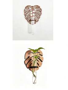 3/1pc Monstera Leaf Wall Hanging Plant Propagation Stand With Test Tubes, Creative Hydroponic Plant Storage Rack Plastic Test Tube Culture Rack, Bohemian Style Hydroponic Wall Decor, Suitable For Living Room, Bathroom, Home Wall Hanging Flower Rack - Multiple Styles - View 10