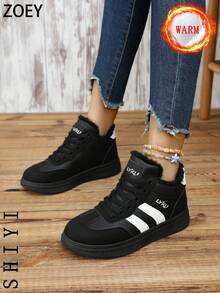 Women's Snow Boots Winter Boots Thick Sole Fur Lined Ankle Boots Height Increasing Warm Lining Shoes - Black - View 6