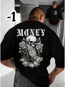 Zrgoth Men's Casual Short-Sleeve Shirt With Versatile Design And Simple Money-Themed Print. - Black - View 12