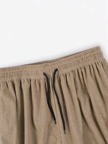 Autumn/Winter Vintage Corduroy Men's Casual Pants With Side Button Design, Loose Leg, Wide Leg Long Pants - Khaki - View 4