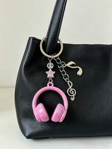 Pink Earphone Keychain Cute Style Star & Music Note Bag Charm Exquisite Bag Pendant Girl Accessory - Multicolor - View 3