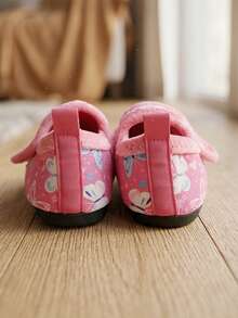 Girls' Indoor Slippers Socks Shoes, Lightweight Soft Rubber Sole, Warm And Comfortable For Autumn/Winter, Pink Butterfly Hook-And-Loop, For Toddlers And Middle Children - Pink - View 8