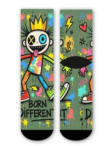 Cool 360° Printed Men's Socks - Streetwear Socks,Rainbow Striped Cartoon,Colorful,Funny, Fit Daily, Holiday & Party Occasions,Graffiti Street Style - Olive Green - View 5