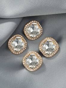 7pcs Square Rhinestone Metal Buttons, Premium Coat Trench Coat Blazer Buttons, Sweater Cardigan Jacket Hand-Sewn Decorative Buttons - Multicolor - View 3