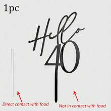 1pc/3pcs/5pcs Black Acrylic "Hello" Age 18/30/40/50/60 Personalized Birthday Cake Topper, Suitable For Birthday Party Cake Decoration - Multicolor - View 23