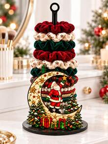2D FLAT Christmas Hair Tie Storage Rack - Christmas Decoration, Desktop Organizer For Storing Hair Ties, Headbands, Hair Clips (Combines Display And Storage Functions), Santa Claus Design, Also Suitable For Christmas Decoration, Multi-Functional Home Decor Storage Solution, Jewelry Storage Rack - Multicolor - View 2