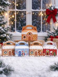 8/4/1pc Christmas Gift Box, Patterns Include Santa Claus, Reindeer, Snowman And Christmas Tree, Suitable For Christmas, Holidays And Home Decor, Party Favors And DIY Gift Packaging - Style Two - View 3