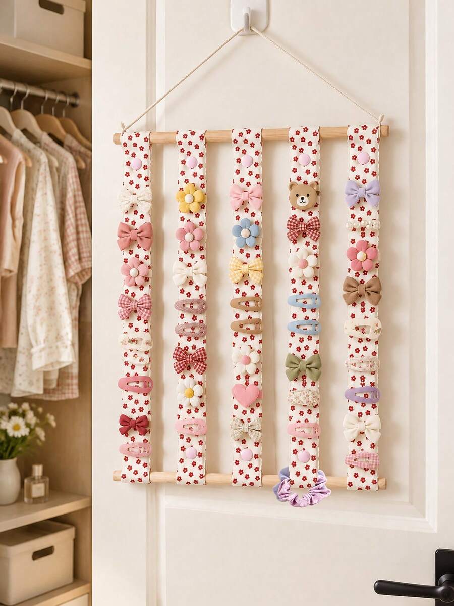 Hair Accessory Storage Strap,Door Storage Space, Accessories Hanging Storage For Hair Clips, Hair Ties And Other Hair Accessories,Cute Girl Bedroom Wall Decor - Multicolor - View 1