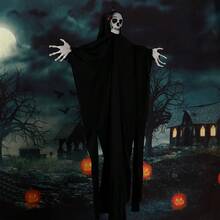 1pc Large Black & White Scary Ghost Halloween Hanging Decoration, Creepy Crying Ghost With Claws, Outdoor Venue Prop Decor, Horror Skeleton - Multicolor - View 5