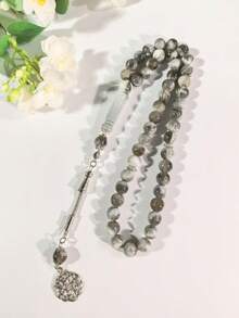 1pc Blue Vein Resin Prayer Beads, Islamic Religious Prayer Bracelet, Middle Eastern Muslim Decorative Handheld Beads, Suitable For Home Prayer, Religious Gatherings, Holiday Gifts And Daily Wear (Random Texture Pattern) - Multi-color - View 5