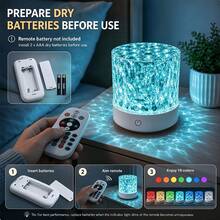 Luz nocturna con control remoto ajustable de 16 colores, versión mejorada 2026, lámpara de ambiente estilo influencer de Ins con proyección de ondas de agua, interruptor táctil, dispositivo de control remoto, regalo de cumpleaños, regalo para parejas, regalo de Navidad - Multicolor - Ver 10