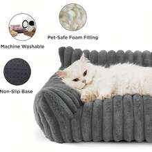Cute Pet Cat Sofa - Made Of Premium Soft Corduroy Fluffy Material, Plush Cat Bed For Indoor Cats, Sturdy Support Without Collapsing - Multicolor - View 6