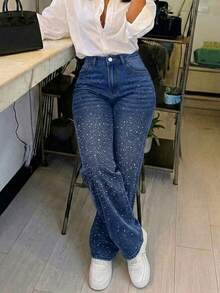Women's Vintage Loose Straight Leg Denim Jeans - Dark Wash - View 2
