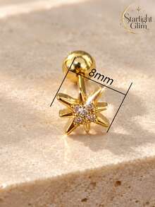 ZCNC 3/1pcs Women's Niche Design Hexagram Stud Earrings Set, Low Allergy, Daily Wear Accessory, Halloween/Christmas Thoughtful Gift - Gold - View 5