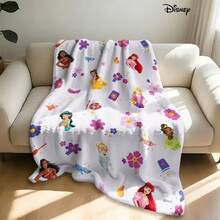 Disney Princesses, Flowers And Magic Elements Fresh All-Over Print Throw Blanket, Lightweight And Soft Plush Blanket For Rest And Warmth, Suitable For Couch, Bed, Living Room, Bedroom, Office, Travel, All Seasons - Colour 1 - View 3