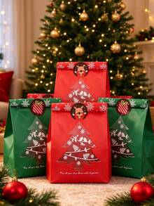 40/20/1pc Christmas Gift Packaging Bags, Christmas Tree Pattern Design, With Stickers, Suitable For Holiday Small Gift Packaging, Christmas Party Favors, Corporate Holiday Gifts, Handmade Crafts Storage, Home Christmas Table Decoration - One Size Fits All - View 2