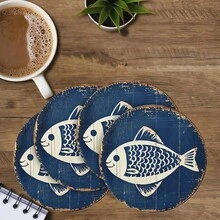 4 buah tatakan gelas berbentuk ikan laut, dengan desain ikan putih yang lucu, dekorasi meja bergaya pesisir, cocok untuk dapur dan ruang makan, penataan meja musiman | Desain ikan yang lucu | Peralatan makan tahan lama, dekorasi berbentuk ikan - View 5