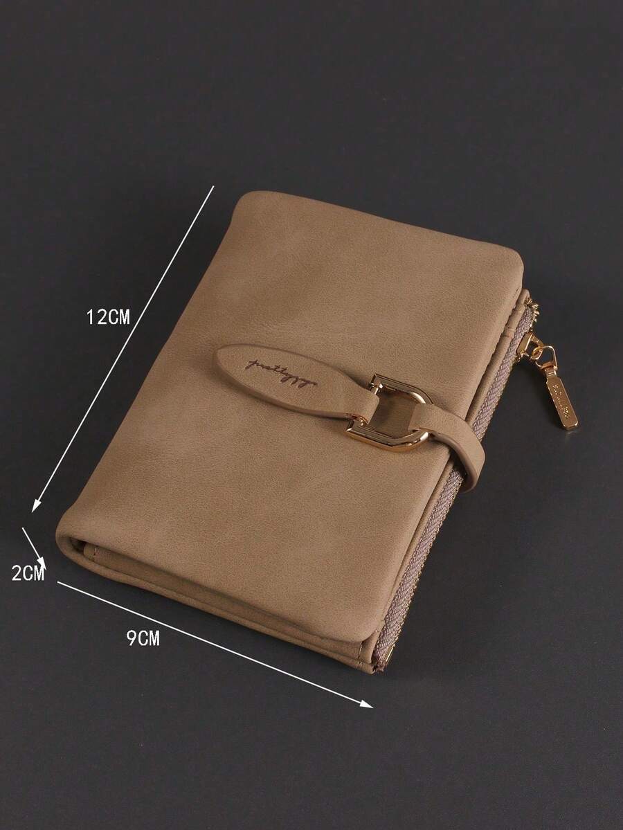 New Women's Short Wallet, Ultra-Thin Korean Style Fashion Versatile European And American Fresh Zipper Matte Soft Leather Coin Purse - Khaki - View 1