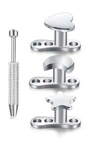 14G Dermal Set(With Tool):Anchor Tops &Base Hypoallergenic 316L Stainless Steel Dainty CZ Body Piercings Studs Punk Personalized Jewel Daily Gifts - Silver - View 10