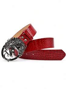 2pcs American Y2K Fashion Vintage PU Women's Belts, Suitable For Jeans, Suits And Daily Wear - Eyelet + Smooth 4-star Black - View 31