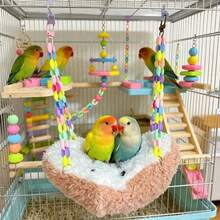 Parrot Hanging Plush Cotton Nest, Forest Style Hammock Sleeping Bed, Warm Bird Nest Swing For Cockatiel, Tiger, Peony, Sun Conure Cage - A - View 7