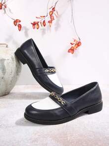 2026 Spring/Autumn Chunky Heel Retro Style Women's Casual Versatile Soft Sole Shoes - Dark Blue - View 5