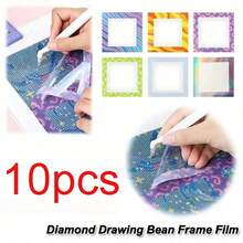 1/4/6/10pcs Reusable Diamond Painting Segmented Frame Film, 12/18/30pcs Non-Stick Release Paper, Suitable For Diamond Painting Enthusiasts, 10*10cm Diamond Painting Segmented Accessory Tool, Gradient Rainbow Color - A - View 10
