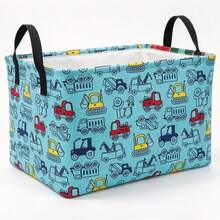 1pc Cartoon Washing Machine Print Storage Basket, Foldable Laundry Basket With Handle, Suitable For Clothes And Miscellaneous Items Multi-Functional Storage, Home Decor, Room Decor, Bedroom Decor - Blue - View 9