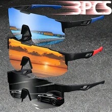 WSZ 3PCS Latest Sport Glasses Are Designed With Neutral One-Piece Lens Oversized Style And Are Essential Accessories For Various Outdoor Activities - Multicolor - View 2
