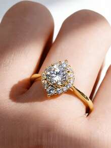 KAHOOT A Luxurious 925 Silver Ring Featuring A 1-Carat Moissanite; Unisex Design Suitable For Daily Wear, Parties, Or Gifting. - Gold - View 5