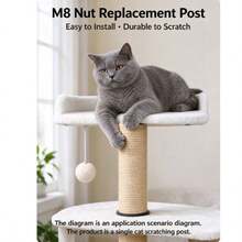 1pc-Natural Jute Cat Scratching Post, Ginger Yellow, Multiple Sizes, Sisal Pole Stable Base Anti-Tip, Cat Claw Care Toy For Kitten & Adult Cats, Furniture Protector - Multicolor - View 6