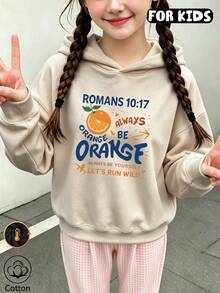 Girls Casual Long Sleeve Hooded Sweatshirt, Soft Tween Girl Daily Pullover Hoodie - Apricot - View 3